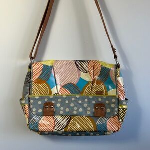 Vintage Fossil Keeper coated canvas messenger bag, multicolour